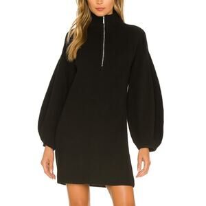 GESTUZ Black Zip Front Knit Mini Sweater Dress Size M